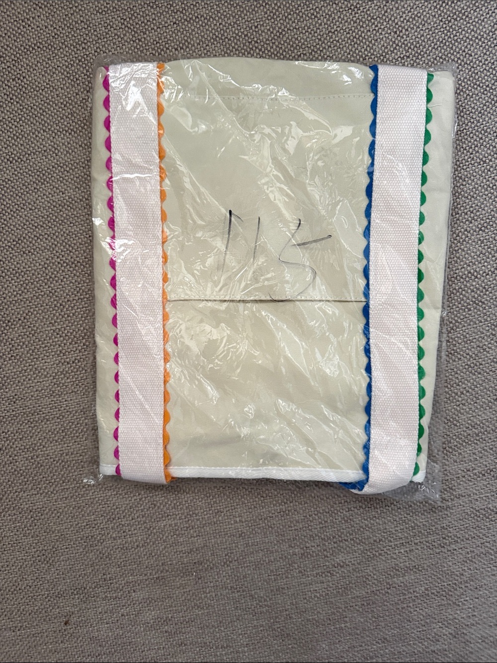NWT- Cream Canvas Tote Bag with Rainbow Rick Rack Trim- Large - Picture 16 of 16